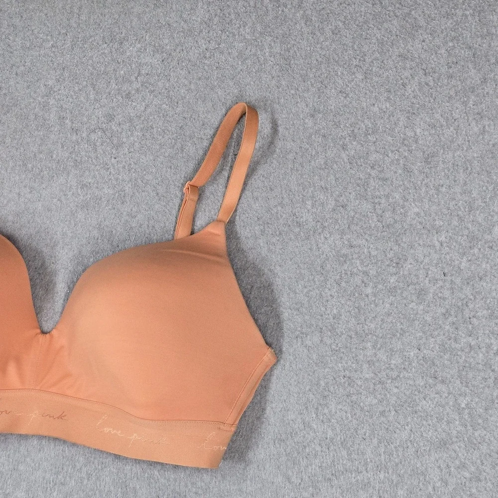 PINK Victoria's Secret Women Bra 36D Peach Wear Everywhere T Shirt Wireless